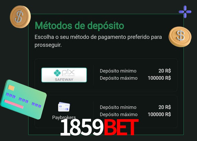 O cassino 1859Bet oferece uma grande variedade de métodos de pagamento